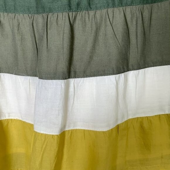 American Eagle Tiered Flare Mini Skirt Size 6 Small Green Stripe Boho - Picture 8 of 11